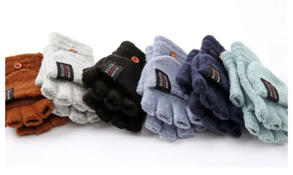 Knitted Clamshell Winter Half Finger Gloves for Men