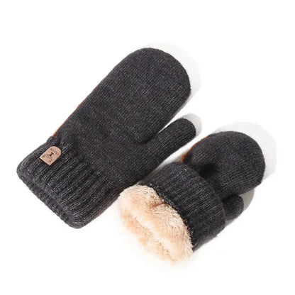 Men's Knitted Gloves Velvet Double-layer Winter Gloves