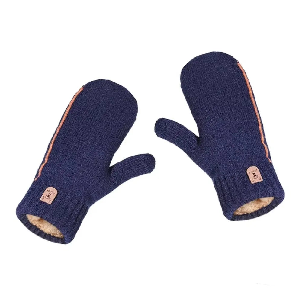 Men's Knitted Gloves Velvet Double-layer Winter Gloves