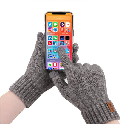 Winter Gloves For Men Full Finger Writting Office Cycling Knitted Gloves Students Alpaca Wool Warm Thick Elastic Driving Gloves