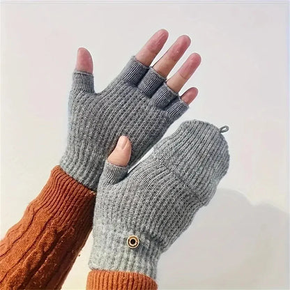 Men  Winter Gloves Half Finger Open Flip Design