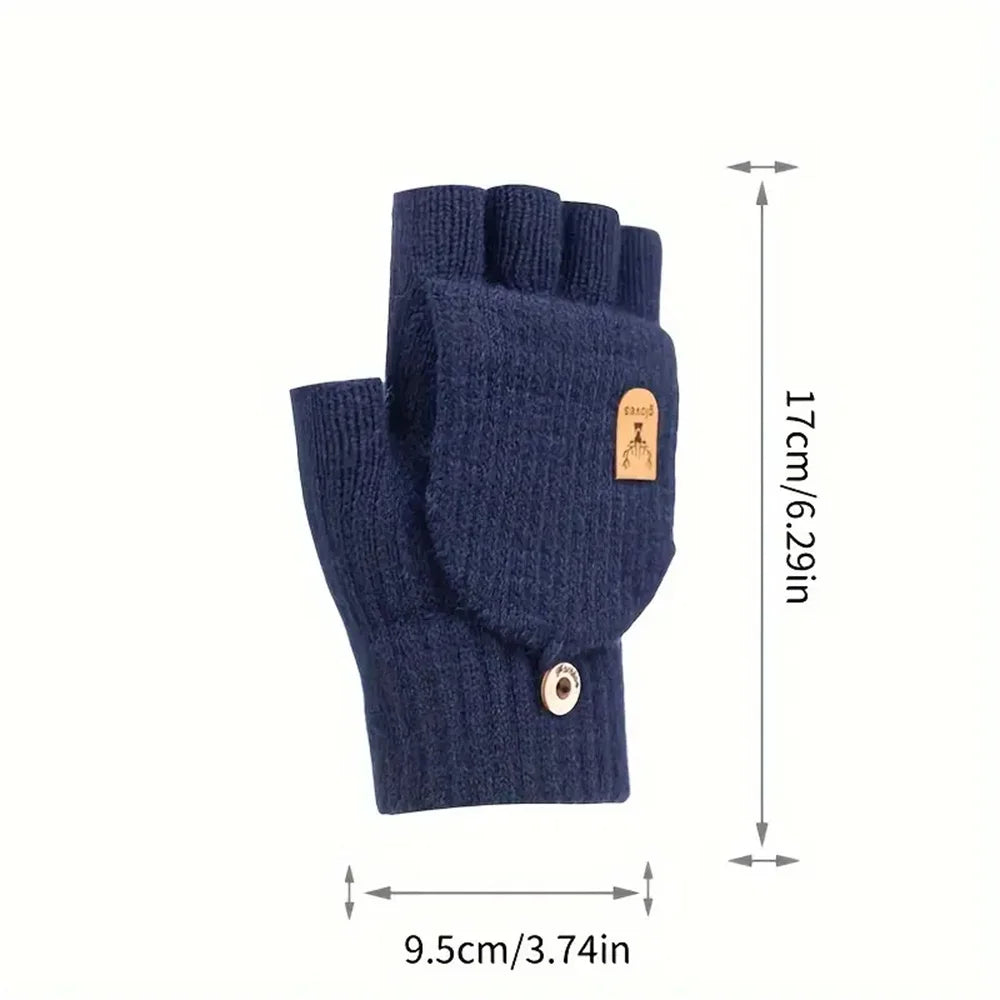 Men  Winter Gloves Half Finger Open Flip Design