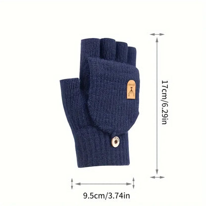 Men  Winter Gloves Half Finger Open Flip Design