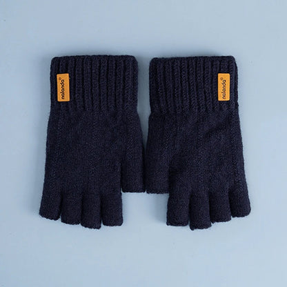 Winter Autumn Knitted gloves Warm Plush Fingerless gloves for men