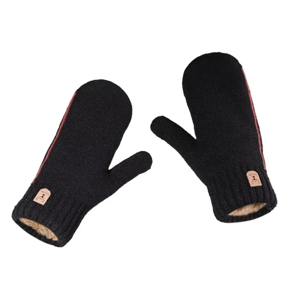 Men's Knitted Gloves Velvet Double-layer Winter Gloves