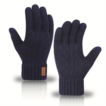 Winter Gloves For Men Full Finger Writting Office Cycling Knitted Gloves Students Alpaca Wool Warm Thick Elastic Driving Gloves