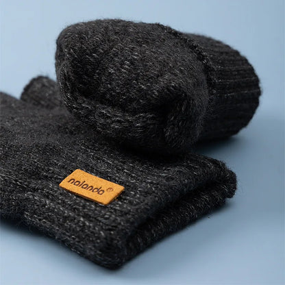 Winter Autumn Knitted gloves Warm Plush Fingerless gloves for men