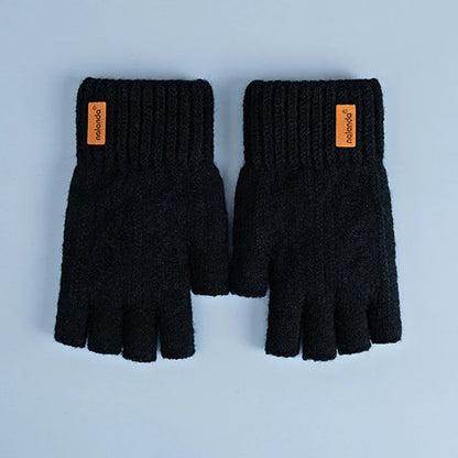 Winter Autumn Knitted gloves Warm Plush Fingerless gloves for men