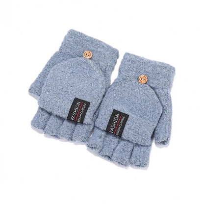 Knitted Clamshell Winter Half Finger Gloves for Men