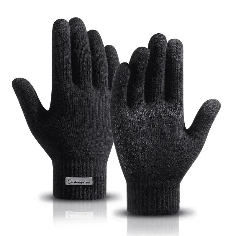 Arctic Velvet Warm Men's Knitted Gloves., Wool Touch Screen
