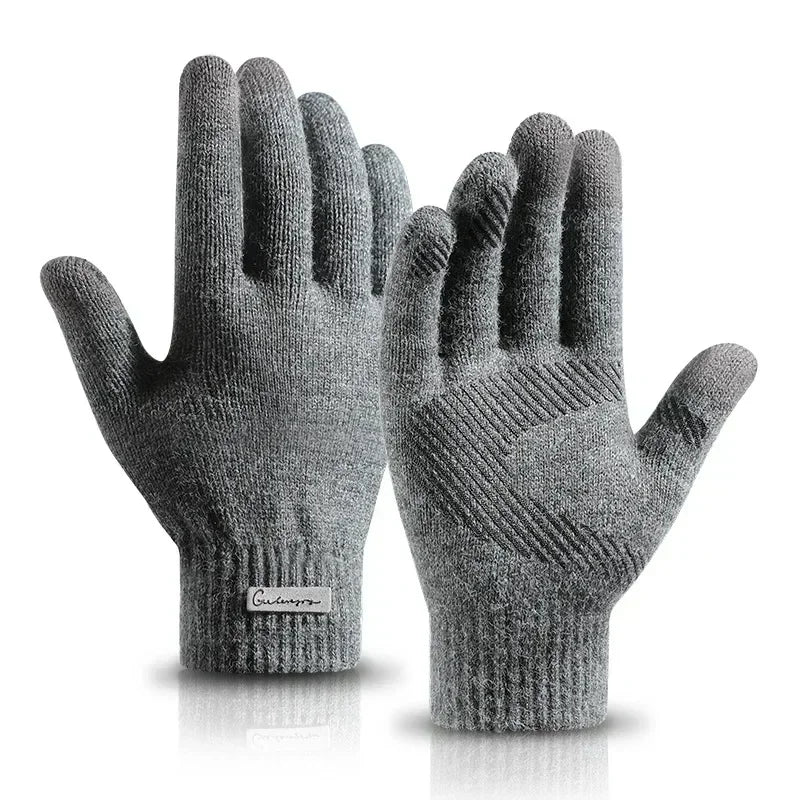 Arctic Velvet Warm Men's Knitted Gloves., Wool Touch Screen