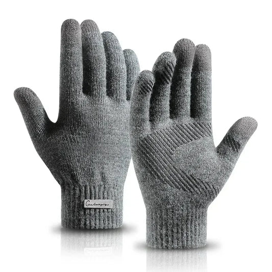 Arctic Velvet Warm Men's Knitted Gloves., Wool Touch Screen