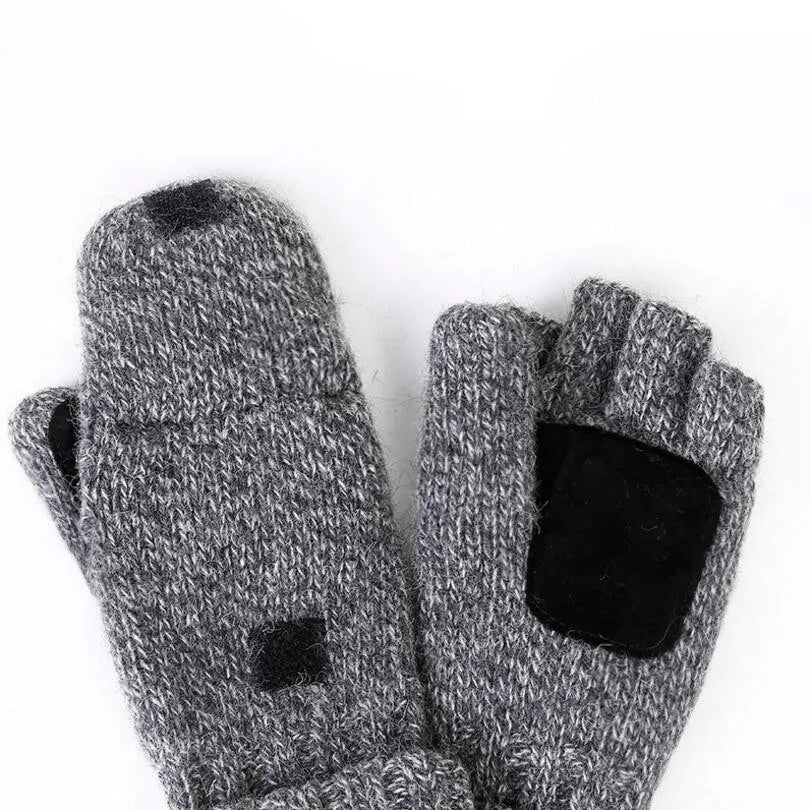 Thick Male Wool Fingerless Gloves.