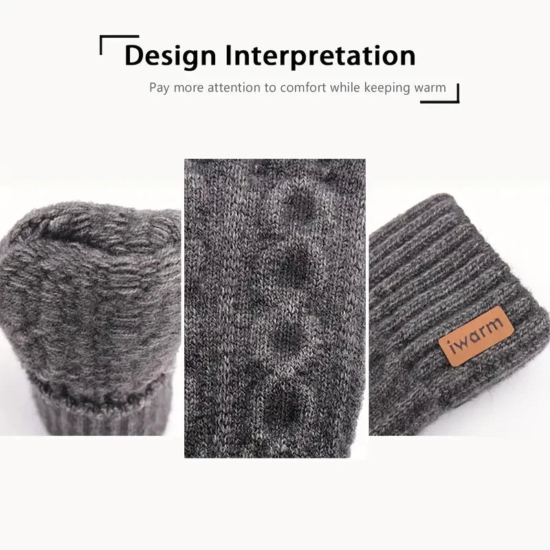 Winter Gloves For Men Full Finger Writting Office Cycling Knitted Gloves Students Alpaca Wool Warm Thick Elastic Driving Gloves