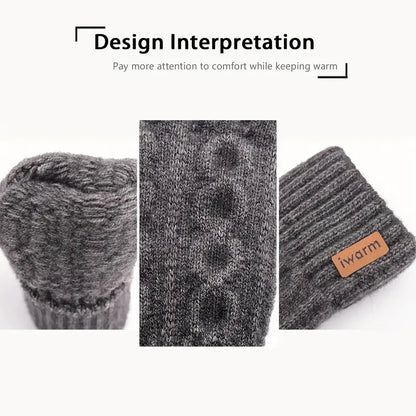 Winter Gloves For Men Full Finger Writting Office Cycling Knitted Gloves Students Alpaca Wool Warm Thick Elastic Driving Gloves