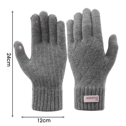 Men Knitted Thick Thermal Full Finger Gloves , Touchscreen Mittens