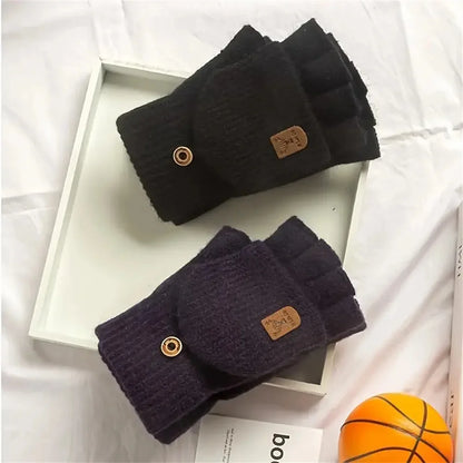 Men  Winter Gloves Half Finger Open Flip Design