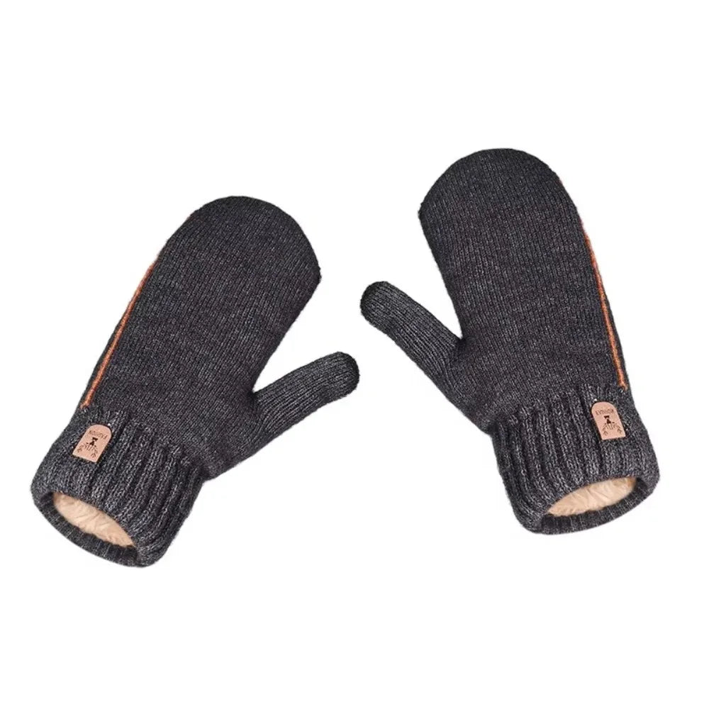 Men's Knitted Gloves Velvet Double-layer Winter Gloves