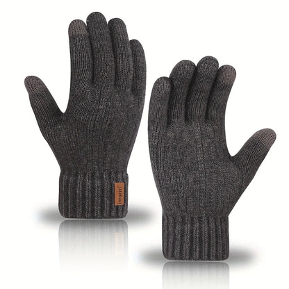 Winter Gloves For Men Full Finger Writting Office Cycling Knitted Gloves Students Alpaca Wool Warm Thick Elastic Driving Gloves