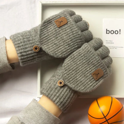 Men  Winter Gloves Half Finger Open Flip Design