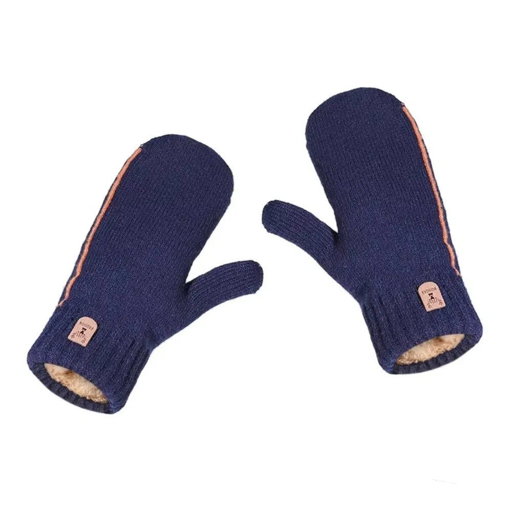 Men's Knitted Gloves Velvet Double-layer Winter Gloves