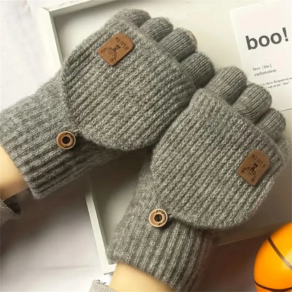 Men  Winter Gloves Half Finger Open Flip Design