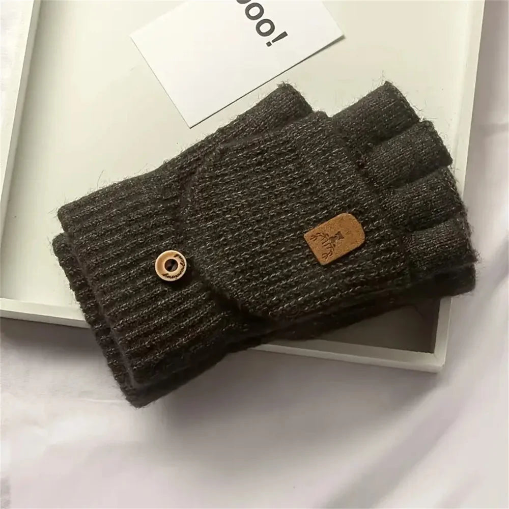 Men  Winter Gloves Half Finger Open Flip Design