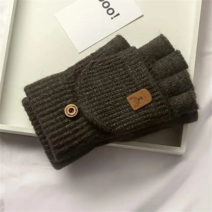 Men  Winter Gloves Half Finger Open Flip Design