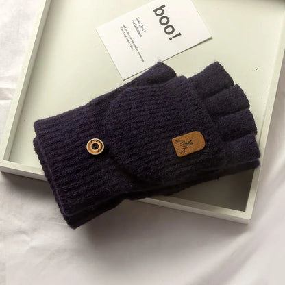Men  Winter Gloves Half Finger Open Flip Design
