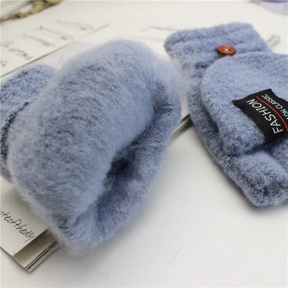 Knitted Clamshell Winter Half Finger Gloves for Men