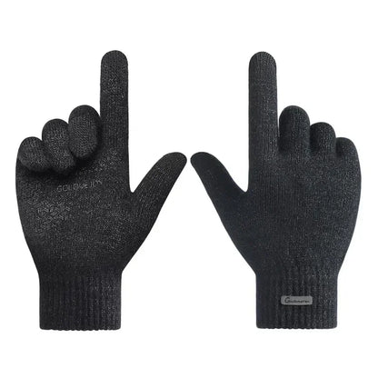 Arctic Velvet Warm Men's Knitted Gloves., Wool Touch Screen
