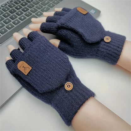 Men  Winter Gloves Half Finger Open Flip Design