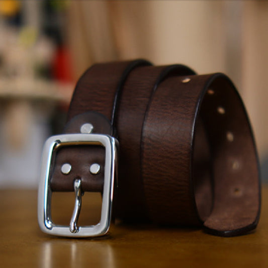Retro Thick Pure Steel Hand-rub Colour Men's Belt