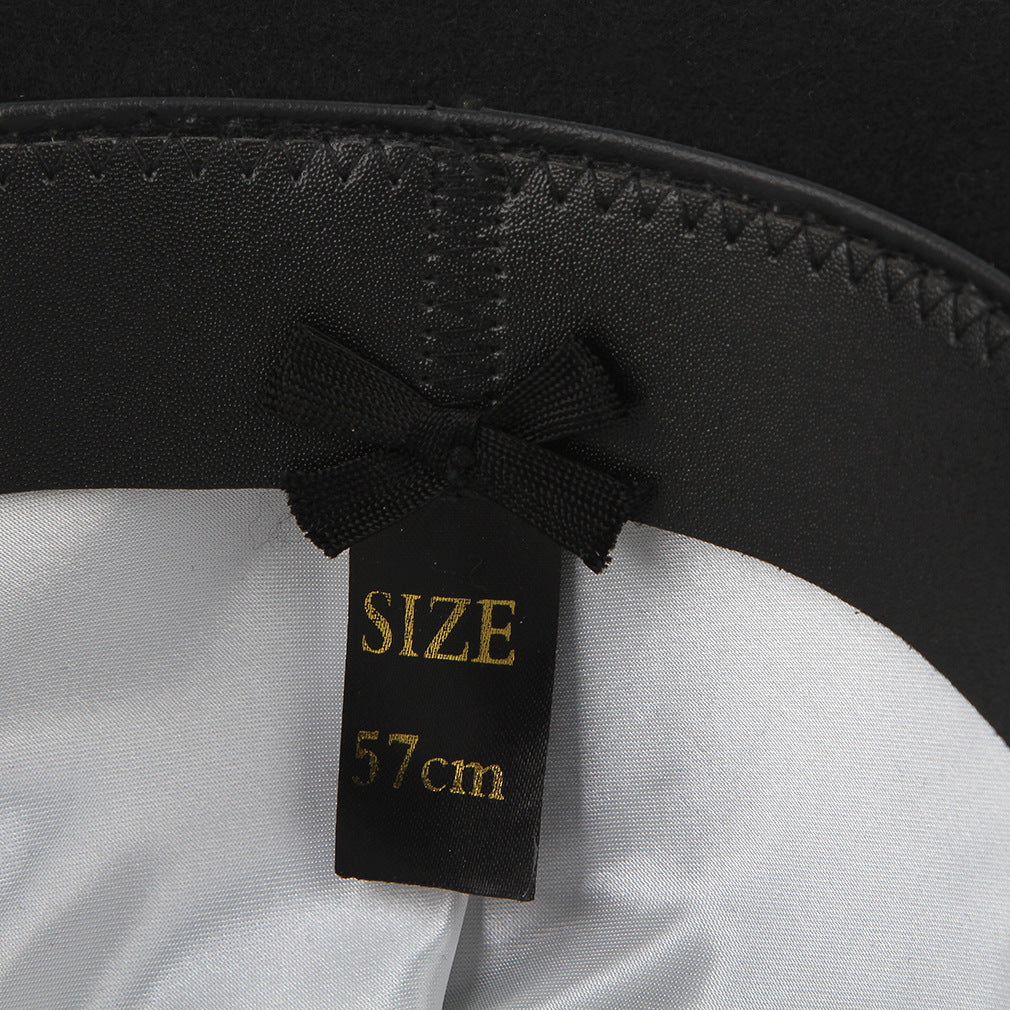 Men's British Feather Decoration Bowler Wool  Hat