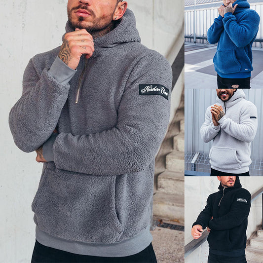 European And American Plush Sports Men's Coat Hoodie
